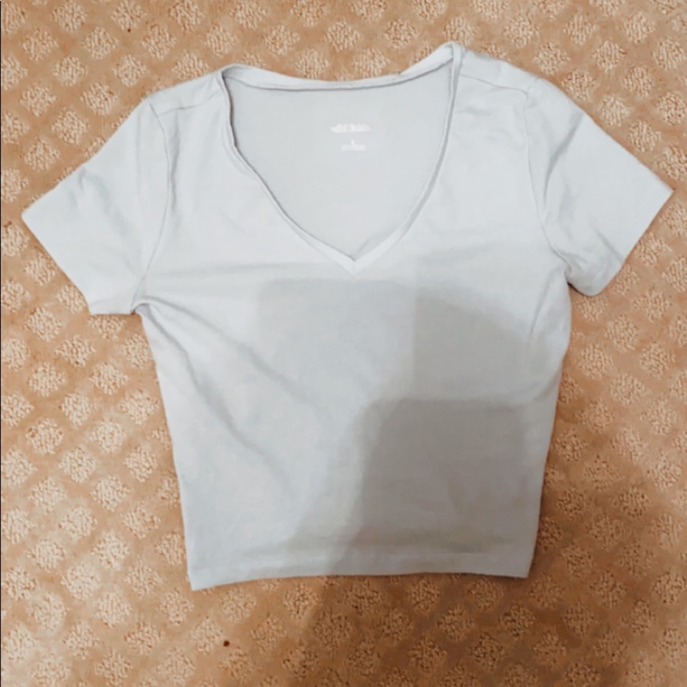baby blue v-neck crop top